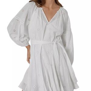 Velvet by Graham & Spencer White Eyelet Long Sleeve Dress